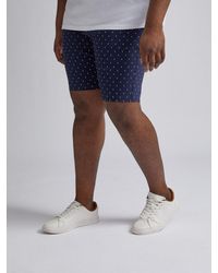 Burton - Plus And Tall Belted Navy Geo Shorts - Lyst