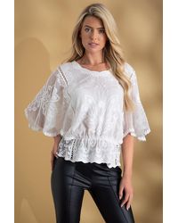 Klass - Embroidered Cape Sleeve Boho Top - Lyst