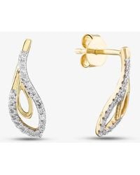 T.H.Baker - 9Ct 0.15Ct Brilliant Cut Diamond Tear Drop Stud Earrings The41403-15 (Yg) - Lyst