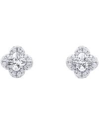 Jewelco London - Pave Cz 5Mm Clover Flower Cluster Stud Earrings 8.5Mm - Lyst