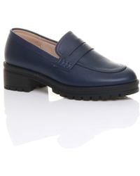AJVANI - Mid Heel Chunky Heeled Penny Loafers - Lyst