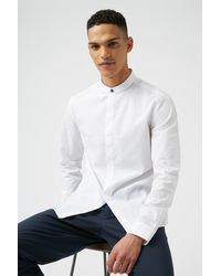 Burton - White Concealed Placket Shirt With Grandad Collar - Lyst
