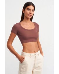 Dilvin - Ribbed Crop T-Shirt - Lyst