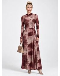Jolie Moi - High Neck Long Sleeve Mesh Maxi Dress - Lyst