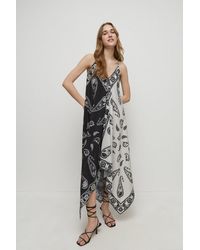 Warehouse - Strappy Cami Maxi Dress In Scarf Print - Lyst