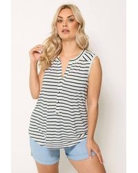 Yours - Stripe Notch Neck Top - Lyst