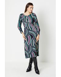 Wallis - Swirl Print Jersey Midi Dress - Lyst