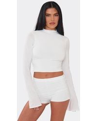 EGO - Long Sleeve High Neck Slinky Top - Lyst