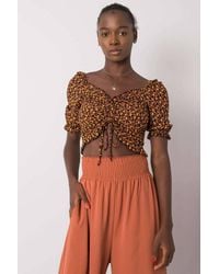 Love Lace - Short Fitted V Neck Blouse With Creases Style 168883 - Lyst
