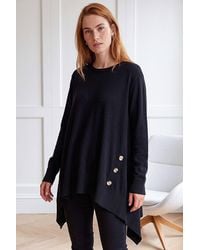 Roman - Buttoned Side Hanky Hem Jumper - Lyst