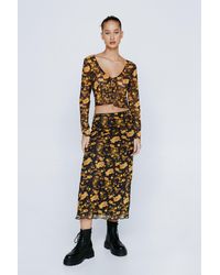 Nasty Gal - Petite Floral Print Maxi Skirt - Lyst