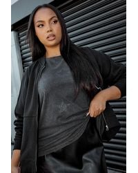Yours - Oversized Sweat Bomber Jacket - Lyst