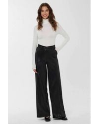Hiccup - High Waist Wide Leg Faux Leather Pants - Lyst