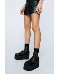 Nasty Gal - Faux Leather Platform Chain & Stud Creeper Shoes - Lyst