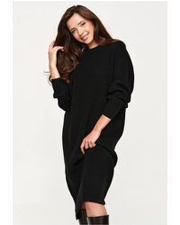 Love Lace - Knitted Round Neck Long Sleeve Jumper Dress - Lyst
