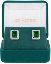 Jon Richard - Silver Plated Emerald Cubic Zirconia Stud Earrings - Gift Boxed - Lyst