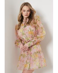 Oasis - Soft Floral Organza Mini Shirt Dress - Lyst