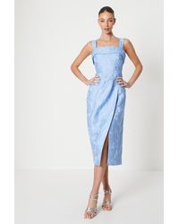 Coast - Fold Detail Wrap Skirt Jacquard Dress - Lyst