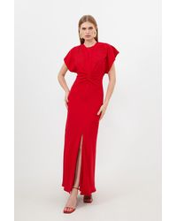 Karen Millen - Premium Cady Cutwork Woven Maxi Dress - Lyst