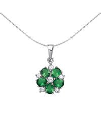 Jewelco London - Sterling Oval Cz Tudor Rose Flower Botanical Pendant - Lyst