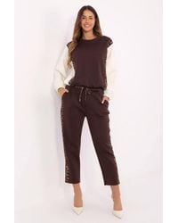 Love Lace - Viscose High Waisted Round Neck Sweatshirt Tracksuit - Lyst