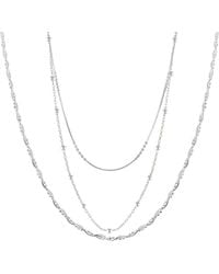 Spero London - Twisted & Beaded Chains Sterling Layering Necklace Set - Lyst