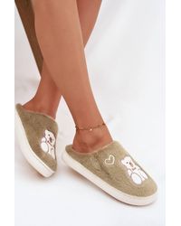 Love Lace - Furry Teddy Bear Heart Motif Soft Slippers With Thick Sole - Lyst