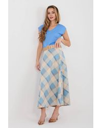 Love Lace - Classic Check Flared Maxi Skirt With Belt - Lyst
