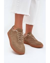 Love Lace - Platform Round Toe Suede Chunky Trainers - Lyst