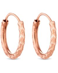 Simply Silver - 14ct Rose Gold Plated Sterling Silver Mini Diamond Cut Hoop Earrings - Lyst