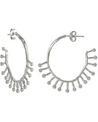Spero London - Sterling Crown Natural Textured Molten Hoop Earring - Lyst