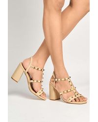 Miss Diva - Troya Studded Block Heel Sandals - Lyst