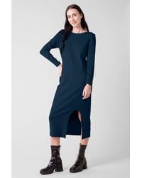 Enorsia - Ruched Button Decor Long Sleeve Tunic Dress - Lyst