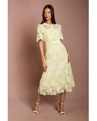 Coast - Lace Midi Dress With Bow Belt - Lyst