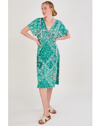Monsoon - Scarf Print Wrap Jersey Dress - Lyst
