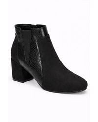Spot on - Block Heel Ankle Boot With Textured Panel & Zip Fastening - Lyst