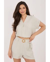 Love Lace - Viscose Polyamide Belted Elastic Waist Shorts - Lyst