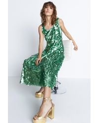 Warehouse - Hand Embellished Sequin V Neck Midi Dress - Lyst