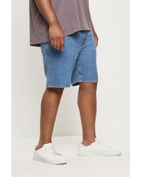 Burton - Plus And Tall Slim Fit Mid Blue Denim Shorts - Lyst