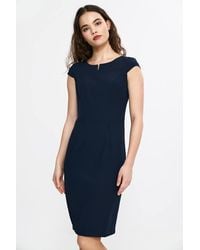 Love Lace - Viscose Round Neck Short Sleeve Pencil Dress - Lyst