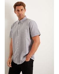 Burton - Charcoal Short Sleeve Plus And Tall Oxford Shirt - Lyst