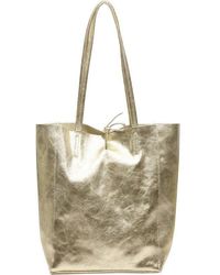 Sostter - Soft Gold Metallic Leather Tote Shopper Bag - Bydrx - Lyst