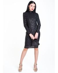 Gini London - Sequin High Neck Bodycon Dress - Lyst
