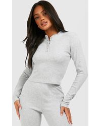 Boohoo - Button Front Long Sleeve Top - Lyst