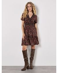 Apricot - Ditsy Floral Smocked Mini Dress - Lyst