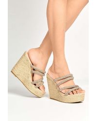 Miss Diva - Cali Diamante Straps Espadrille Wedge Sandals - Lyst