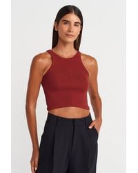 Dilvin - Ribbed Cotton-Blend Sleeveless Crop Top - Lyst