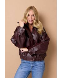 Izabel London - High Neck Asymmetric Faux Leather Jacket - Lyst