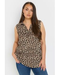 Yours - Leopard Print Collared Vest Top - Lyst