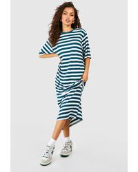 Boohoo - Oversized Striped T-shirt Maxi Dress - Lyst